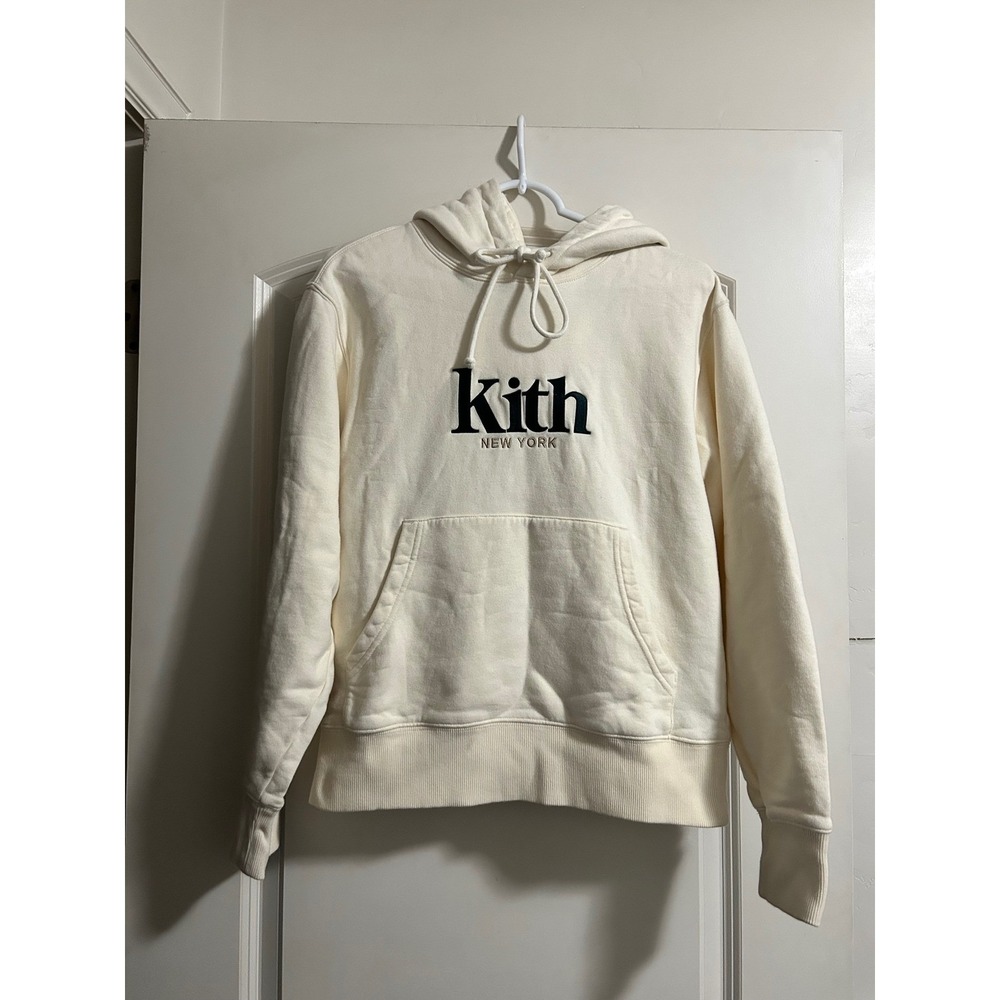 Kith Women Jane New York Hoodie II Cream Embroidered Logo Sweatshirt Size M